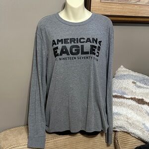 🚨SALE American Eagle Gray Long Sleeve Shirt Classic Graphic Design medium